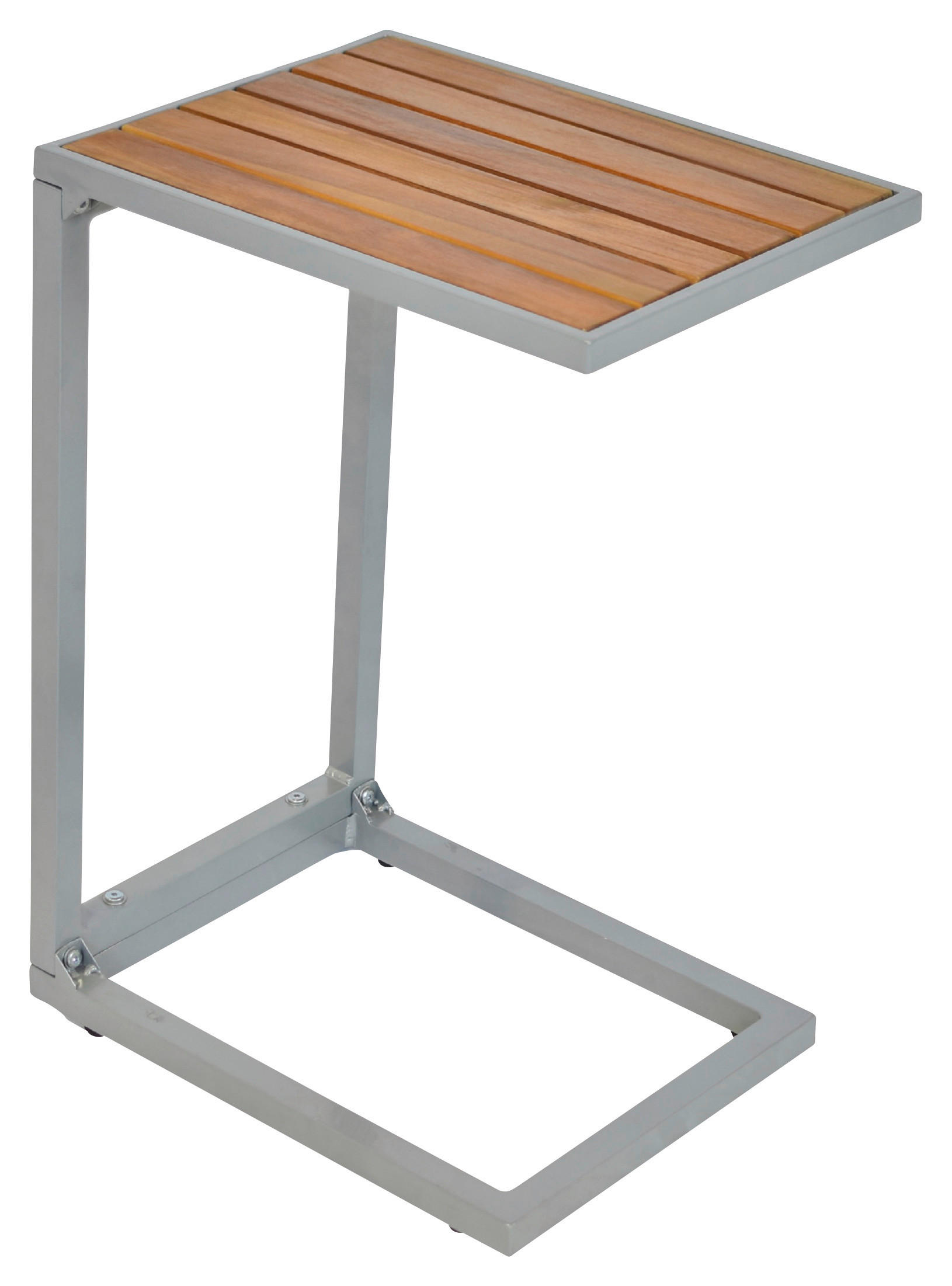 GARTENBEISTELLTISCH 41/32/61 cm Metall  - Silberfarben/Naturfarben, MODERN, Holz/Metall (41/32/61cm) - Gardenson