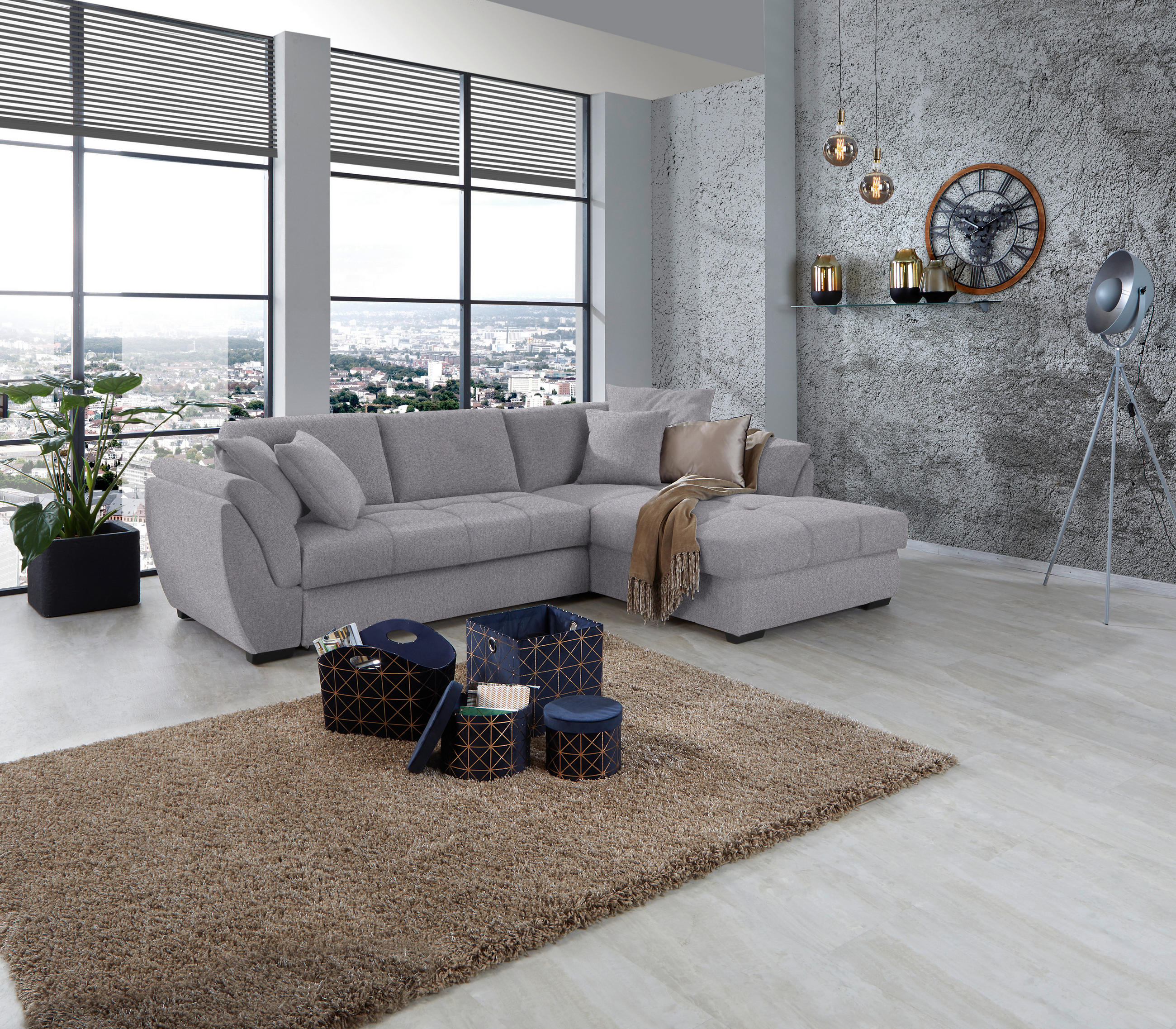 HÖRNSOFFA i vävt tyg grå  - grå/svart, Design, textil/plast (278/187cm) - Livetastic