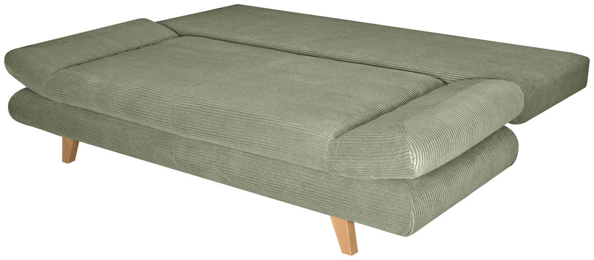 SCHLAFSOFA Cord Olivgrün  - Buchefarben/Olivgrün, KONVENTIONELL, Holz/Textil (200/75/85cm) - Carryhome