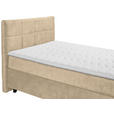 BOXSPRINGBETT 140/200 cm  in Creme  - Creme/Schwarz, Design, Holzwerkstoff/Kunststoff (140/200cm) - Xora