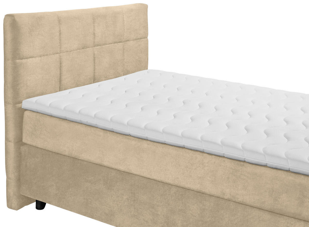 BOXSPRINGBETT 140/200 cm  in Creme  - Creme/Schwarz, Design, Holzwerkstoff/Kunststoff (140/200cm) - Xora