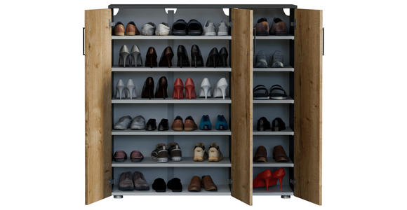 SCHUHSCHRANK 120/120/38 cm  - Wildeiche/Anthrazit, Basics, Holzwerkstoff/Kunststoff (120/120/38cm) - Moderano