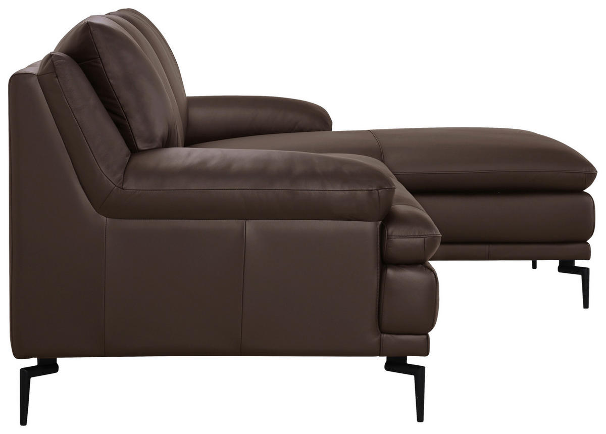 ECKSOFA Braun Echtleder  - Schwarz/Braun, Design, Leder (248/158cm) - MID.YOU