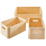 AUFBEWAHRUNGSBOXEN-SET - Naturfarben, Trend, Holz (36/25/11,5cm) - Ambia Home