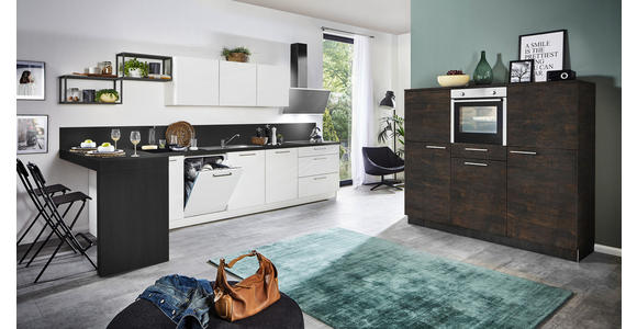 EINBAUKÜCHE   - Eichefarben/Weiß, Design, Holzwerkstoff/Kunststoff - Dieter Knoll