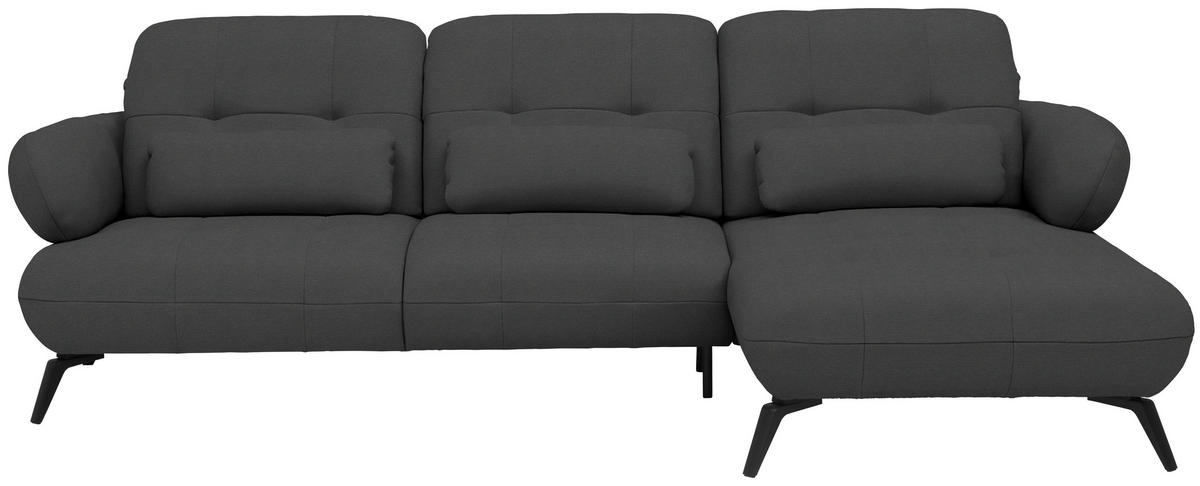 ECKSOFA Flachgewebe Anthrazit  - Anthrazit/Schwarz, Design, Textil/Metall (282/189cm) - Novel