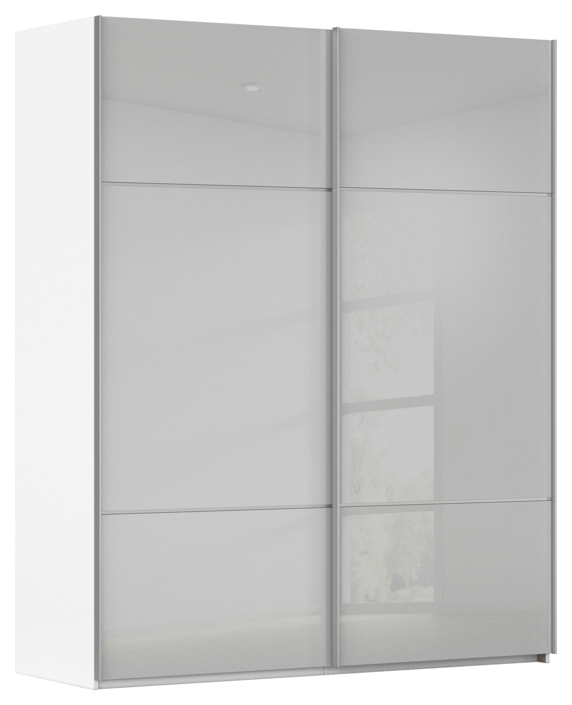 SCHWEBETÜRENSCHRANK in Grau, Weiss  - Weiss/Alufarben, Konventionell, Glas/Holzwerkstoff (181/223/67cm) - Novel