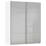 SCHWEBETÜRENSCHRANK 181/223/67 cm 2-türig Grau, Weiß  - Alufarben/Weiß, KONVENTIONELL, Glas/Holzwerkstoff (181/223/67cm) - Novel