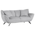 3-SITZER-SOFA in Feincord Hellgrau  - Hellgrau/Schwarz, Design, Textil/Metall (203/90/95cm) - Carryhome