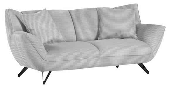 3-SITZER-SOFA in Feincord Hellgrau  - Hellgrau/Schwarz, Design, Textil/Metall (203/90/95cm) - Carryhome