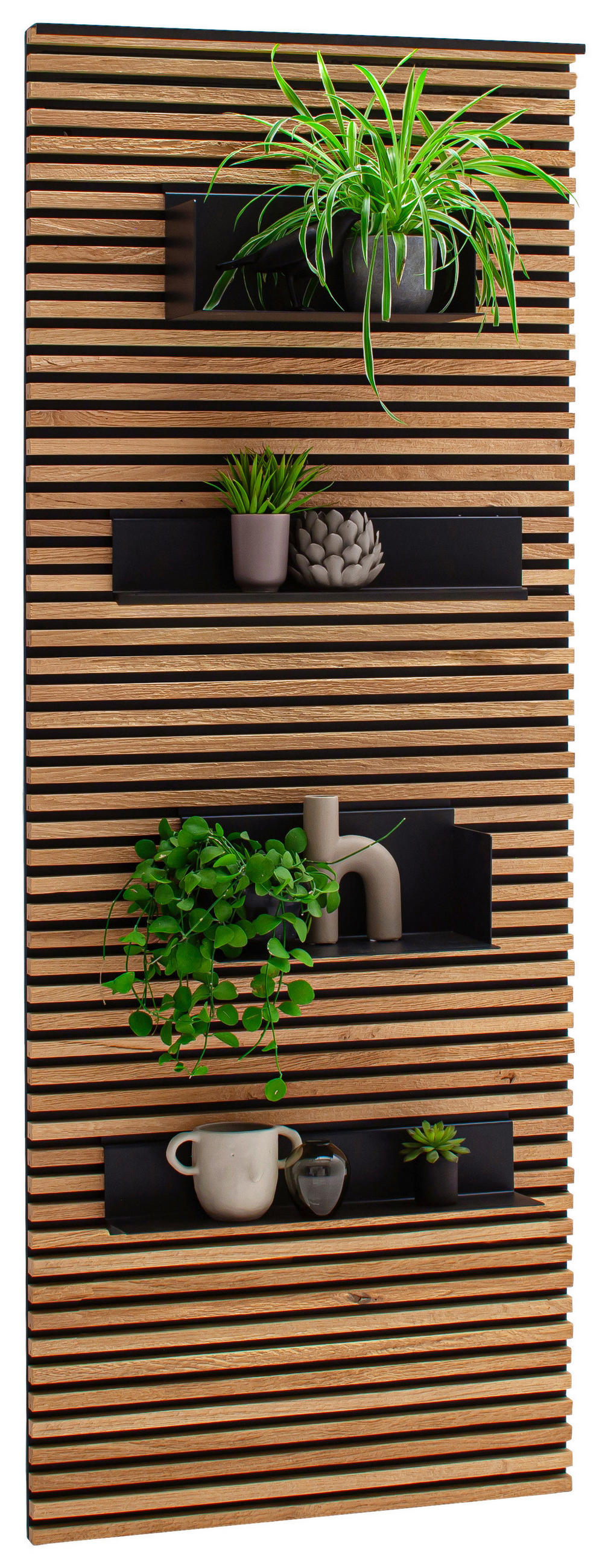 WANDPANEEL YONNA Kerneiche massiv Eichefarben, Anthrazit  - Eichefarben/Anthrazit, Design, Holz/Metall (77/200/26cm) - Schöner Wohnen