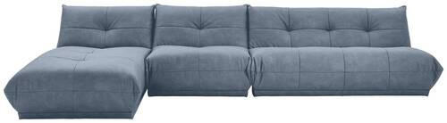 ECKSOFA in Lederlook Blaugrau - Blaugrau, Trend, Textil (185/390cm) - Livetastic