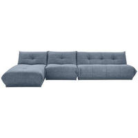 ECKSOFA Blaugrau Lederlook  - Blaugrau, Trend, Textil (185/390cm) - Livetastic