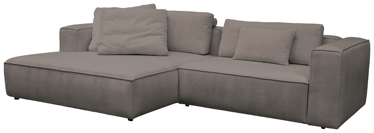 ECKSOFA Taupe Chenille Rücken echt  - Taupe/Schwarz, MODERN, Kunststoff/Textil (185/296cm) - Hom`in