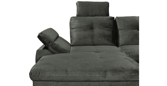 WOHNLANDSCHAFT in Mikrovelours Dunkelgrün - Dunkelgrün/Schwarz, KONVENTIONELL, Kunststoff/Textil (127/334/217cm) - Carryhome