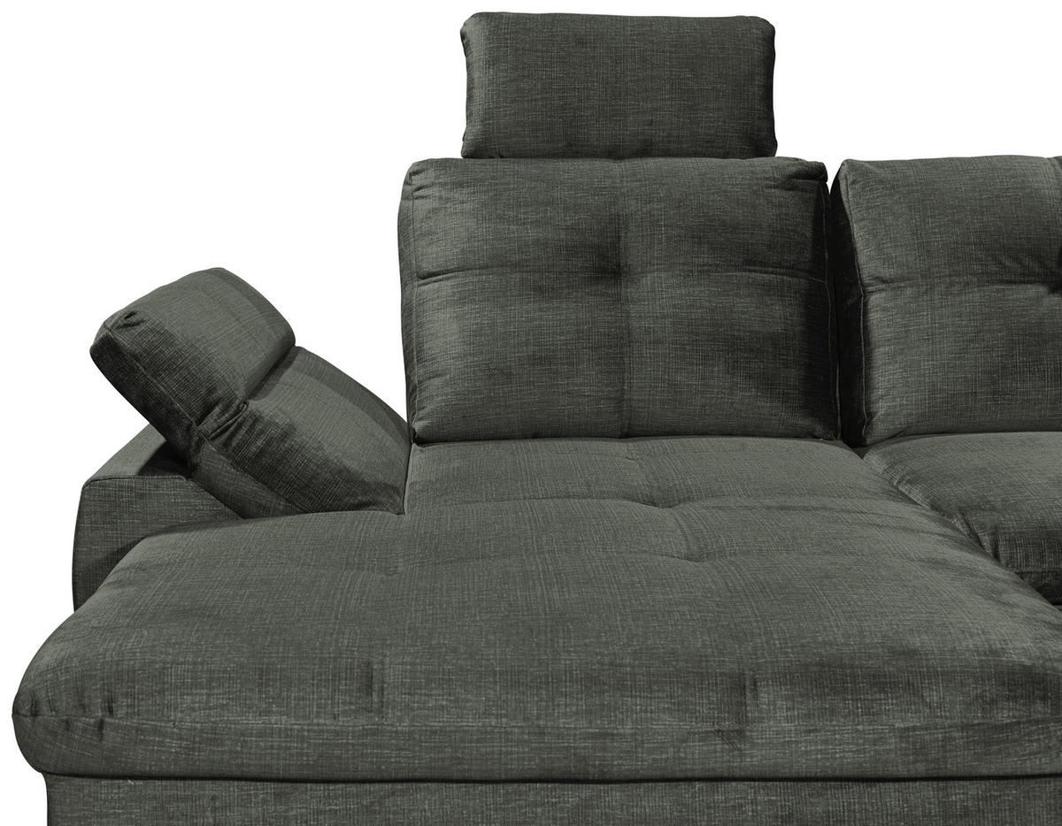 WOHNLANDSCHAFT Dunkelgrün Mikrovelours  - Dunkelgrün/Schwarz, KONVENTIONELL, Kunststoff/Textil (127/334/217cm) - Carryhome