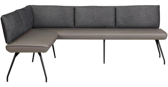 ECKBANK 155/215 cm  in Anthrazit  - Anthrazit/Schwarz, Design, Textil/Metall (155/215cm) - Moderano