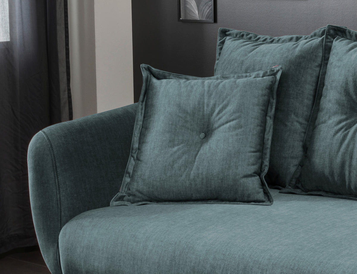 3-SITZER-SOFA in Velours Blau  - Blau/Schwarz, Modern, Holz/Textil (236/94/103cm) - Livetastic