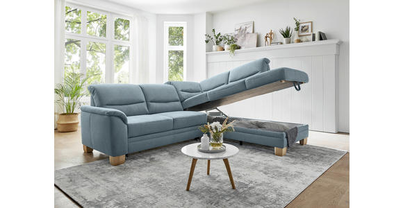 ECKSOFA Blau Mikrofaser  - Wildeiche/Blau, KONVENTIONELL, Holz/Textil (254/224cm) - Carryhome