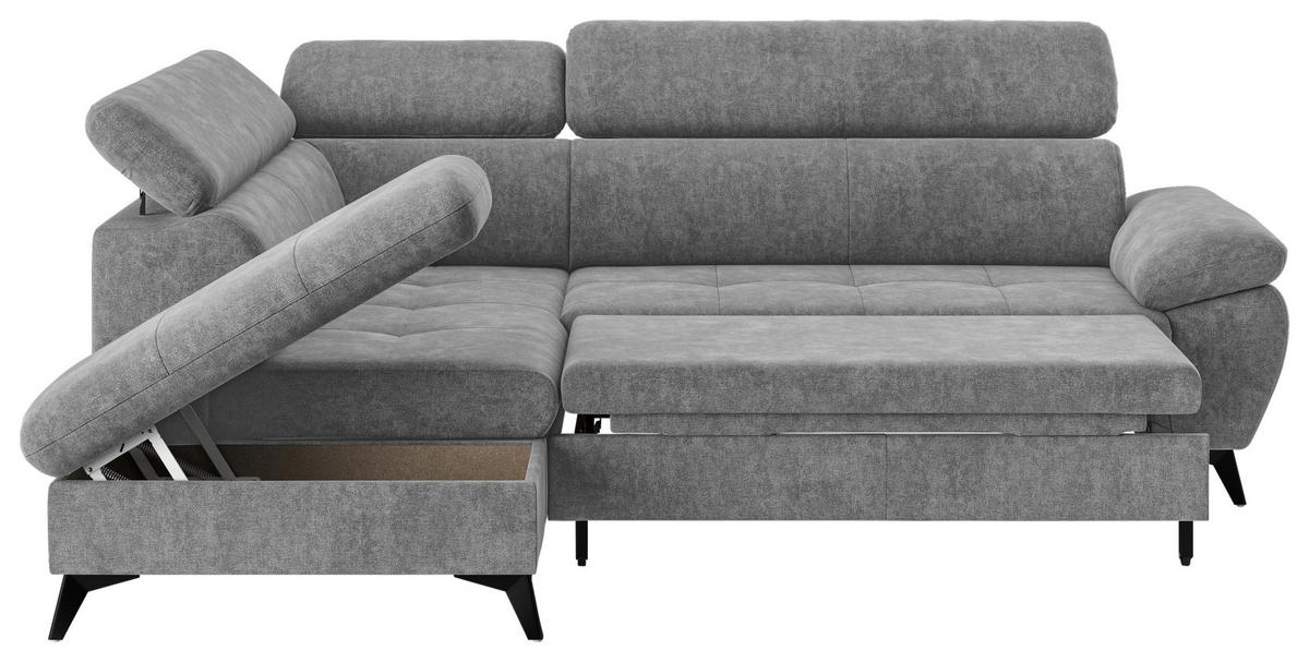 ECKSOFA in Grau  - Dunkelgrau/Schwarz, Textil/Metall (207/265cm) - MID.YOU