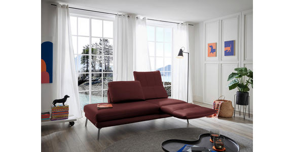 RÉCAMIERE in Echtleder Rot  - Chromfarben/Rot, Design, Leder/Metall (209/85-109/95-16cm) - Dieter Knoll