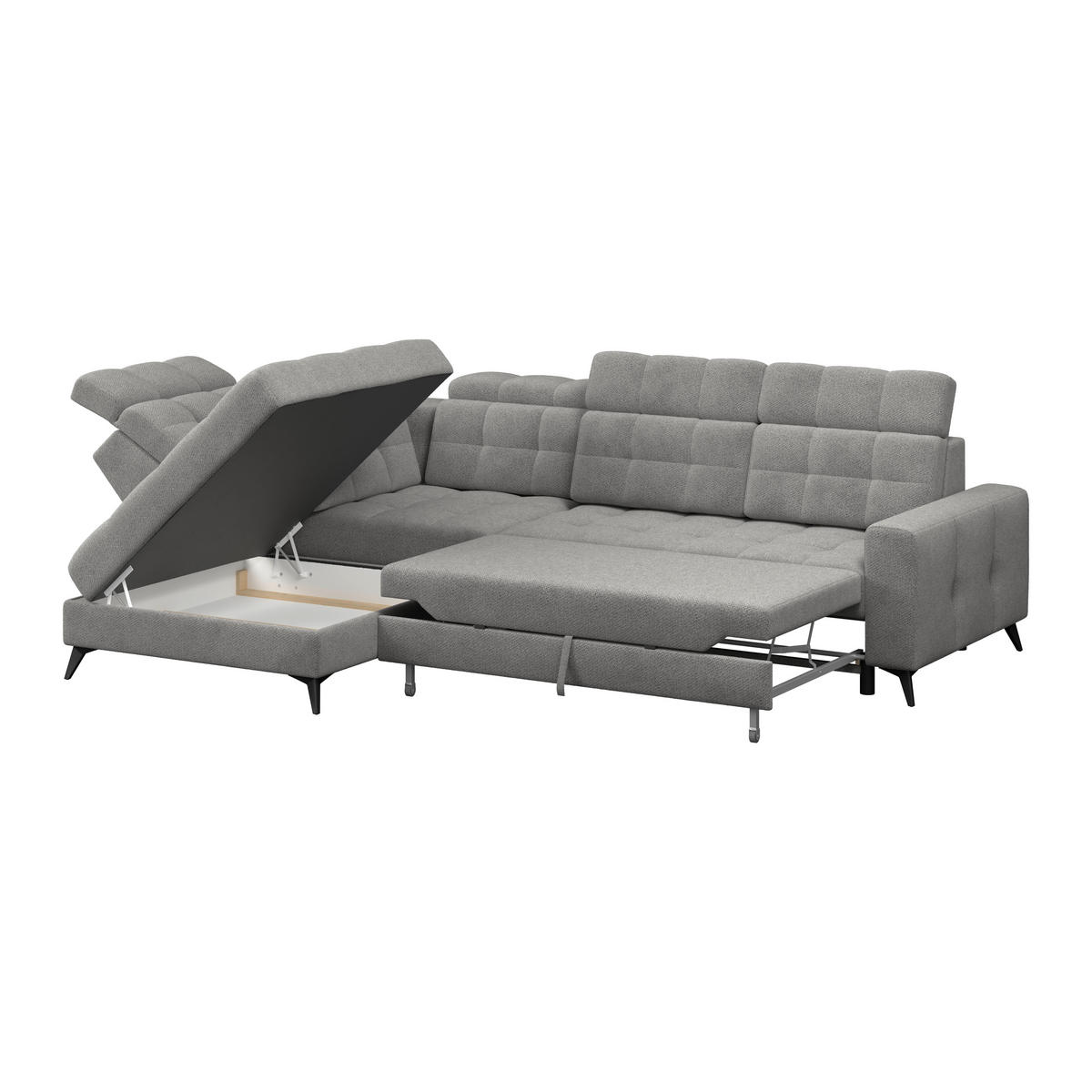 HÖRNSOFFA i velour mörkgrå  - mörkgrå/svart, Romantik / Lanthus, metall/textil (228/289cm) - MID.YOU