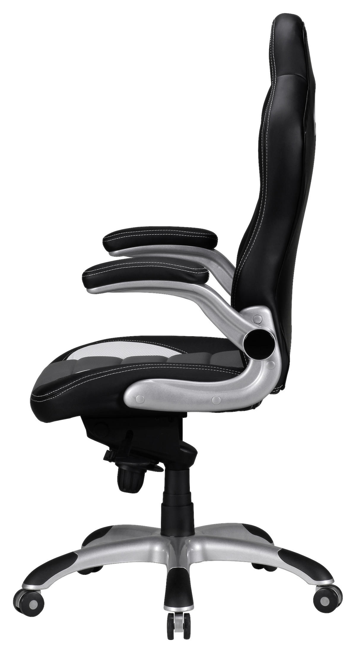 GAMINGSTUHL  in Lederlook, Webstoff Grau, Schwarz  - Alufarben/Schwarz, Modern, Kunststoff/Textil (70/120/70cm) - MID.YOU