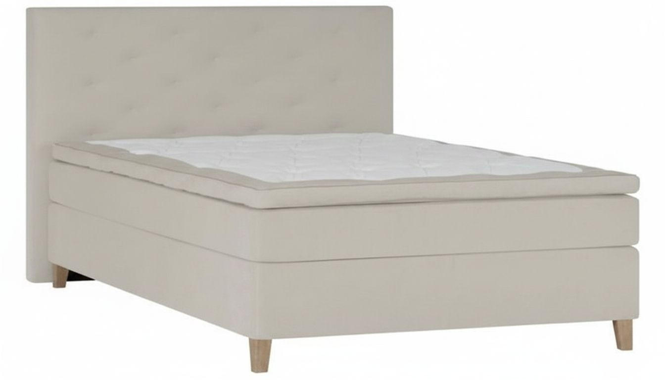 KONTINENTALSÄNG 180/200 cm,  in ljusgrå, H3 = fast  - ek Bianco/ljusgrå, Klassisk, trä/textil (180/200cm) - Novel
