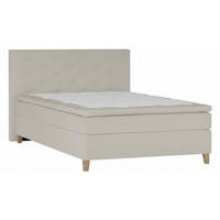 KONTINENTALSÄNG 180/200 cm,  in ljusgrå, H3 = fast  - ek Bianco/ljusgrå, Klassisk, trä/textil (180/200cm) - Novel
