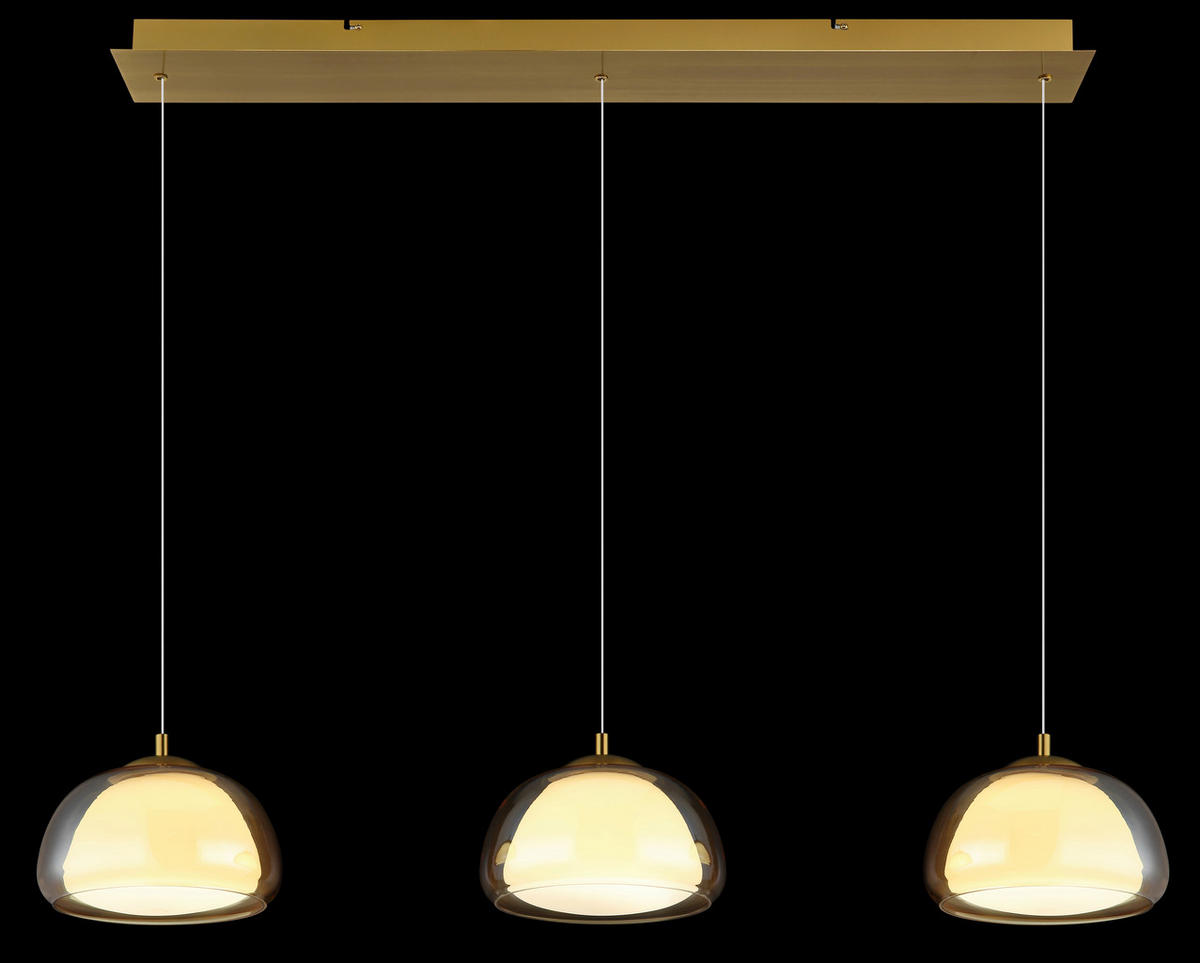 LED-HÄNGELEUCHTE 117/25/150 cm  - Transparent/Goldfarben, Design, Glas/Kunststoff (117/25/150cm) - Globo
