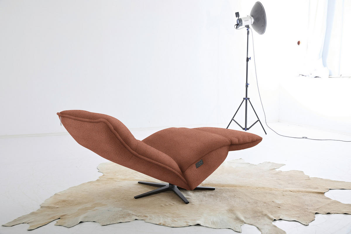 RELAXSESSEL in Textil Terracotta  - Terracotta/Schwarz, Modern, Textil/Metall (90/106/96cm) - Chilliano
