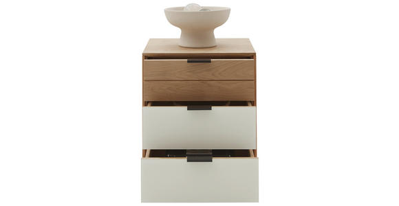NACHTSCHRANK 50/58,4/44 cm Eiche massiv - Kaschmir/Eichefarben, Natur, Glas/Holz (50/58,4/44cm) - Valnatura
