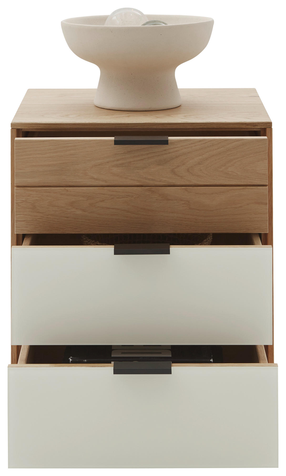 NACHTKÄSTCHEN in massiv Eiche Eichefarben, Kaschmir  - Kaschmir/Eichefarben, Natur, Glas/Holz (50/58,4/44cm) - Valnatura
