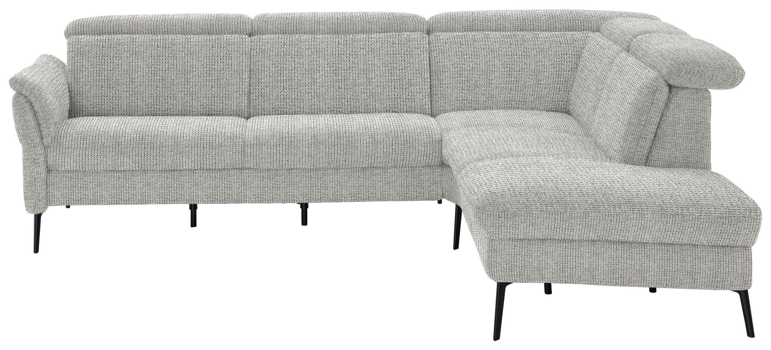 ECKSOFA in Struktur Silberfarben  - Silberfarben/Schwarz, Modern, Textil/Metall (275/235cm) - Cantus