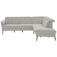 ECKSOFA in Struktur Silberfarben  - Silberfarben/Schwarz, Modern, Textil/Metall (275/235cm) - Cantus