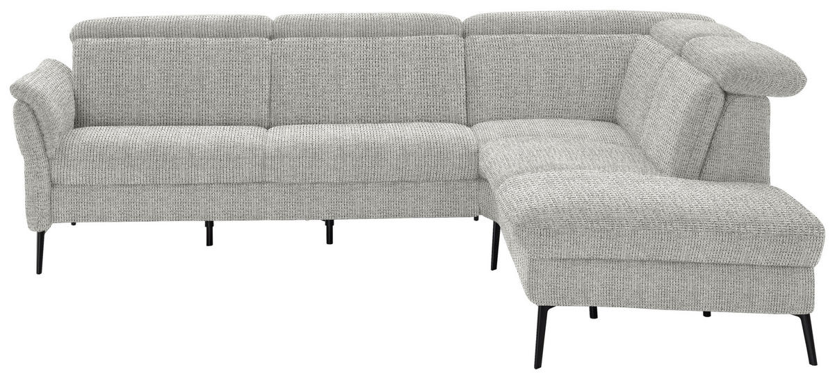 ECKSOFA in Struktur Silberfarben  - Silberfarben/Schwarz, Modern, Textil/Metall (275/235cm) - Cantus