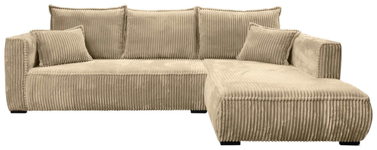 ECKSOFA Beige Cord  - Beige/Schwarz, MODERN, Holz/Textil (322/208cm) - Carryhome