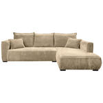 ECKSOFA in Cord Beige  - Beige/Schwarz, MODERN, Holz/Textil (322/208cm) - Carryhome