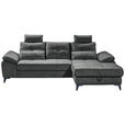 ECKSOFA Anthrazit Mikrovelours  - Chromfarben/Anthrazit, KONVENTIONELL, Kunststoff/Textil (270/170cm) - Carryhome