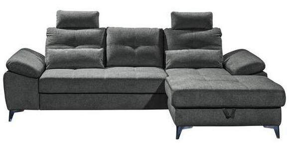 ECKSOFA Anthrazit Mikrovelours - Chromfarben/Anthrazit, KONVENTIONELL, Kunststoff/Textil (270/170cm) - Carryhome