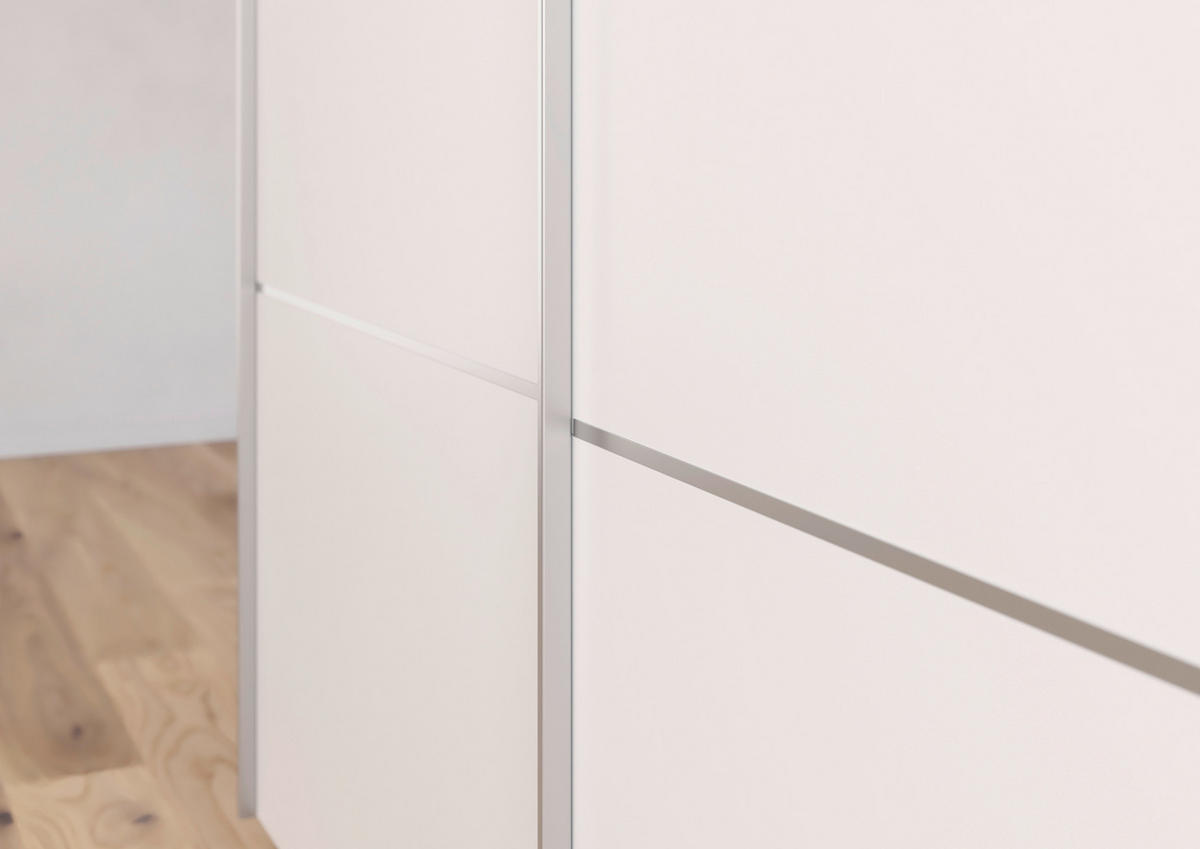 SCHWEBETÜRENSCHRANK in Weiss  - Weiss/Alufarben, Konventionell, Holzwerkstoff/Metall (242/223/68cm) - Novel