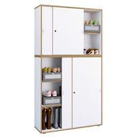 SCHUHSCHRANK Weiß, Honigeiche  - Honigeiche/Silberfarben, Design, Holzwerkstoff/Kunststoff (100/183/37cm) - MID.YOU