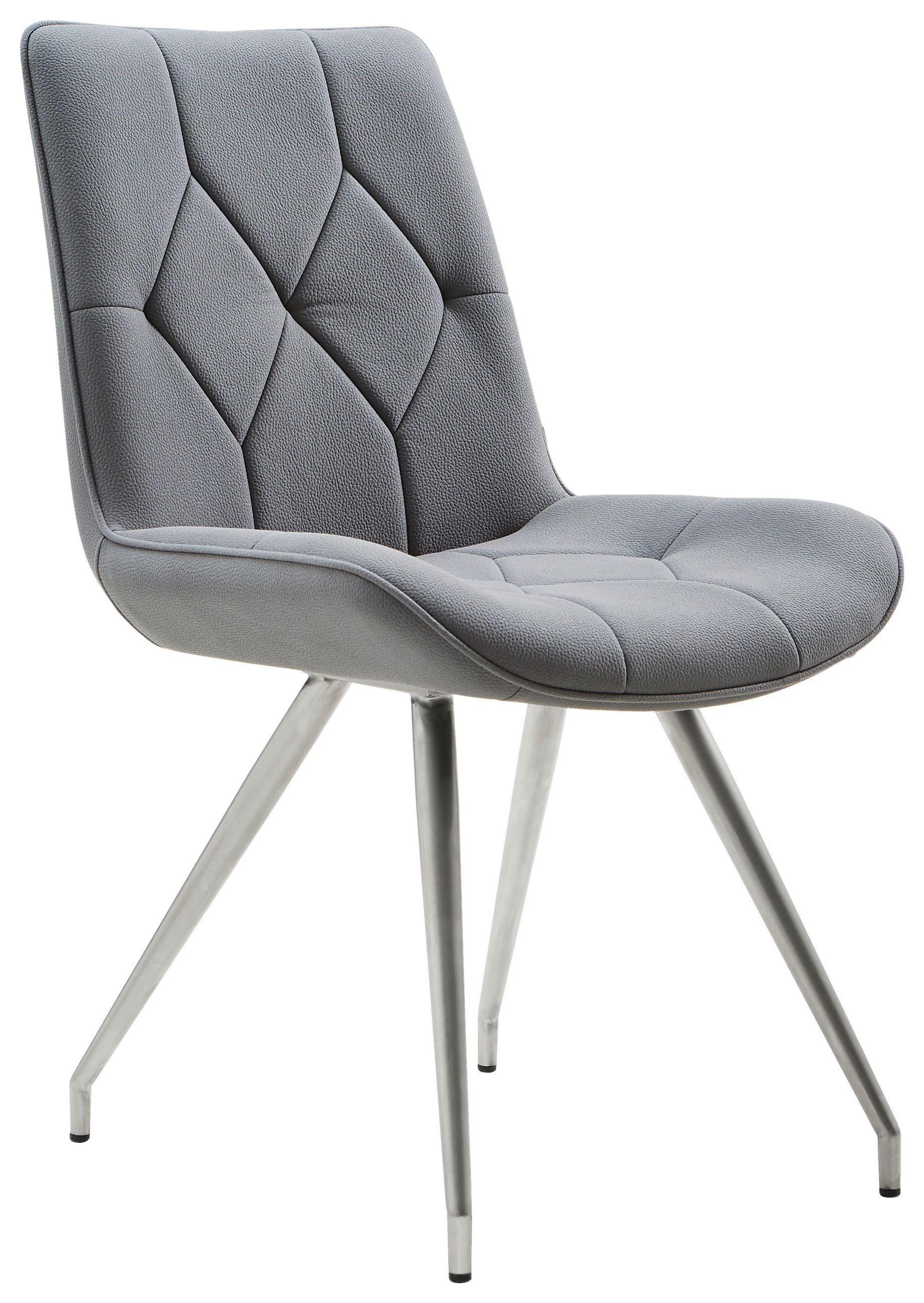 Stuhl in Holz, Metall, Textil Grau, Edelstahlfarben