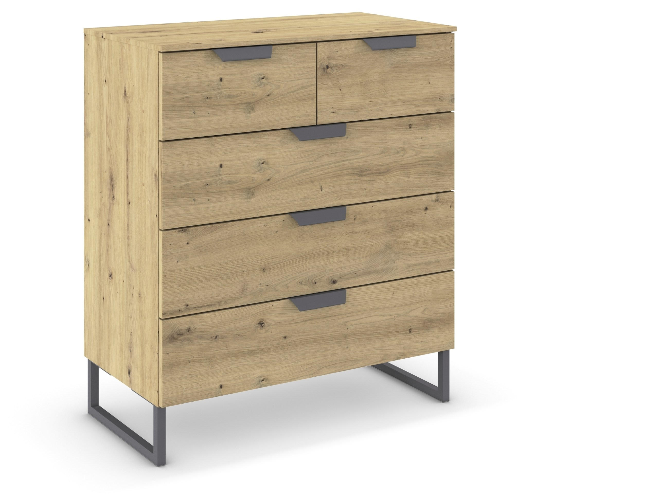 KOMMODE in 80/81/42 cm - Dunkelgrau/Eiche Artisan, Design, Holzwerkstoff/Metall (80/81/42cm) - Carryhome