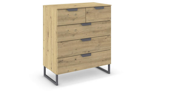 KOMMODE in 80/81/42 cm - Dunkelgrau/Eiche Artisan, Design, Holzwerkstoff/Metall (80/81/42cm) - Carryhome