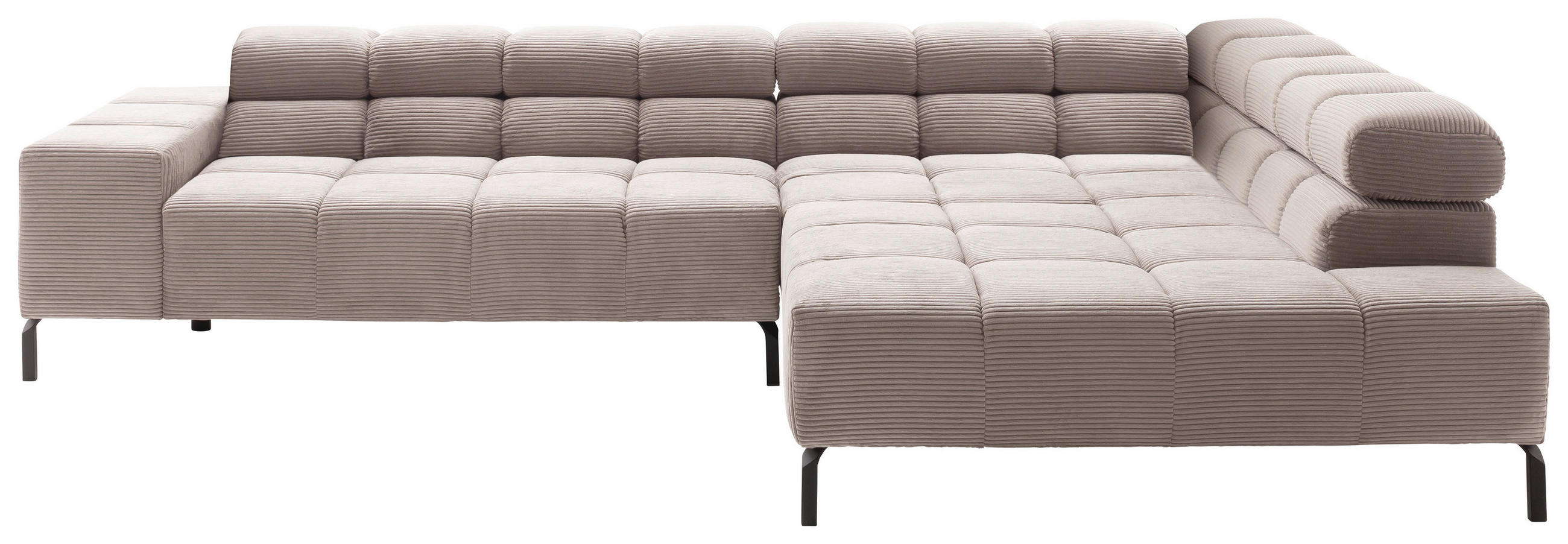 ECKSOFA Taupe Cord  - Taupe/Schwarz, Design, Textil/Metall (321/216cm) - Hom`in
