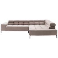 ECKSOFA in Cord Taupe  - Taupe/Schwarz, Design, Textil/Metall (321/216cm) - Hom`in