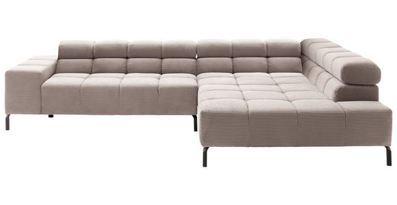 ECKSOFA in Cord Taupe  - Taupe/Schwarz, Design, Textil/Metall (321/216cm) - Hom`in