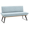 SITZBANK 140/87/64 cm Webstoff Schwarz, Eichefarben, Hellblau Eiche massiv Metall  - Eichefarben/Schwarz, Design, Holz/Textil (140/87/64cm) - Voleo