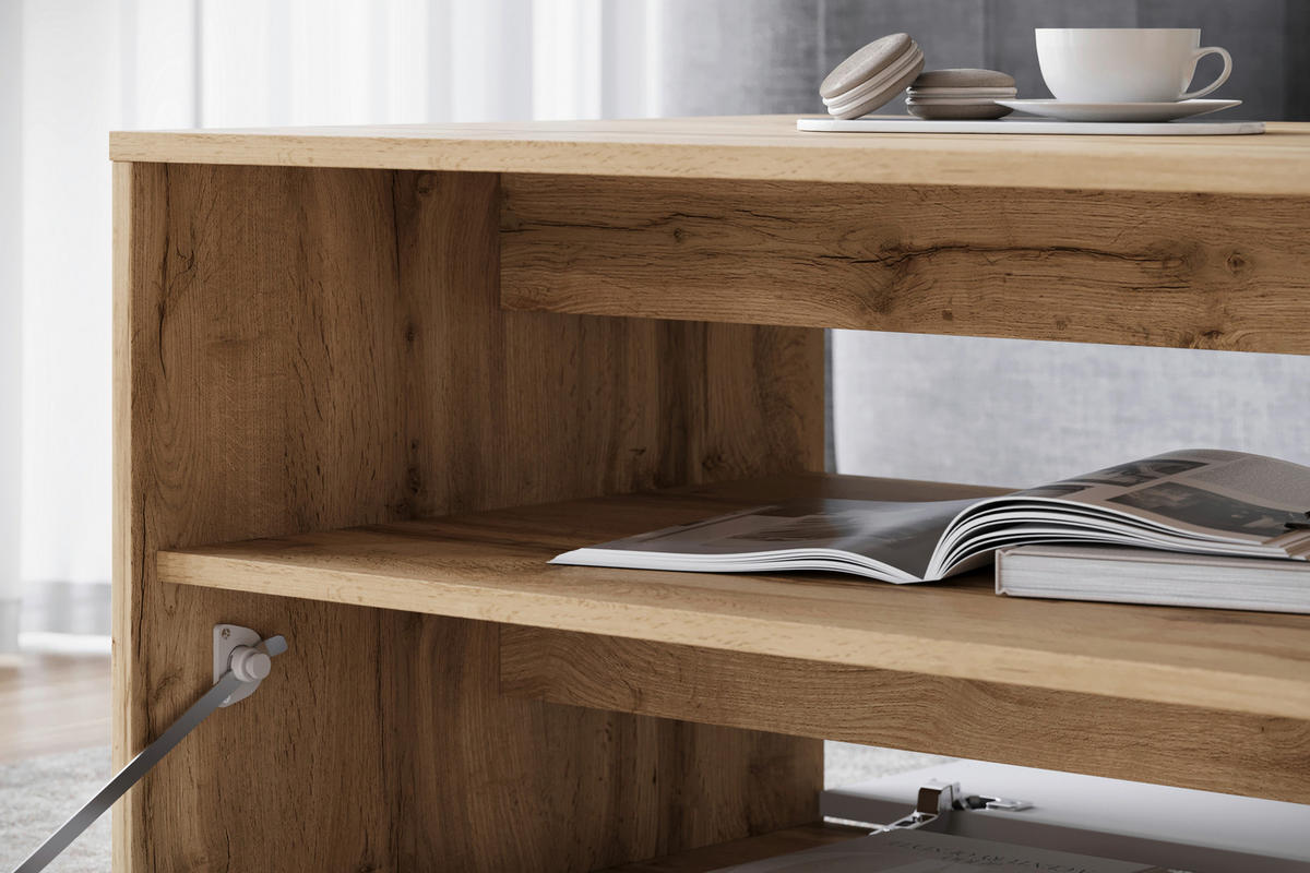 COUCHTISCH in Holzwerkstoff   - Weiss/Eiche Wotan, Trend, Holzwerkstoff/Kunststoff (90/45/55cm) - Livetastic